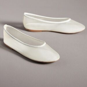 By Anthropologie Sheer Mesh Ballet Flats Cream Ivory Sz 10 Chic Balletcore